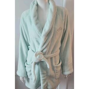 Victoria Secret Angel Fleece Robe XS/S Mint Green Short Pockets Cozy Comfy Soft